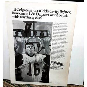1973 Len Dawson Kansas City Chiefs Colgate Toothpaste vintage print ad